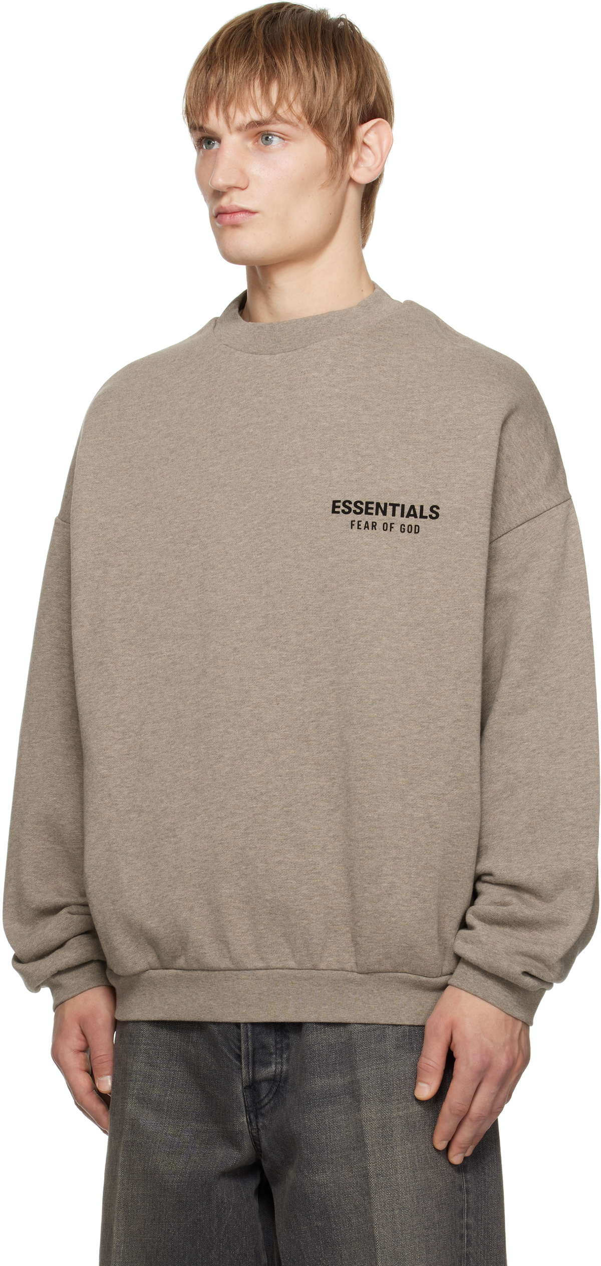 Fear of God ESSENTIALS Gray Fleece Crewneck Sweatshirt Fear