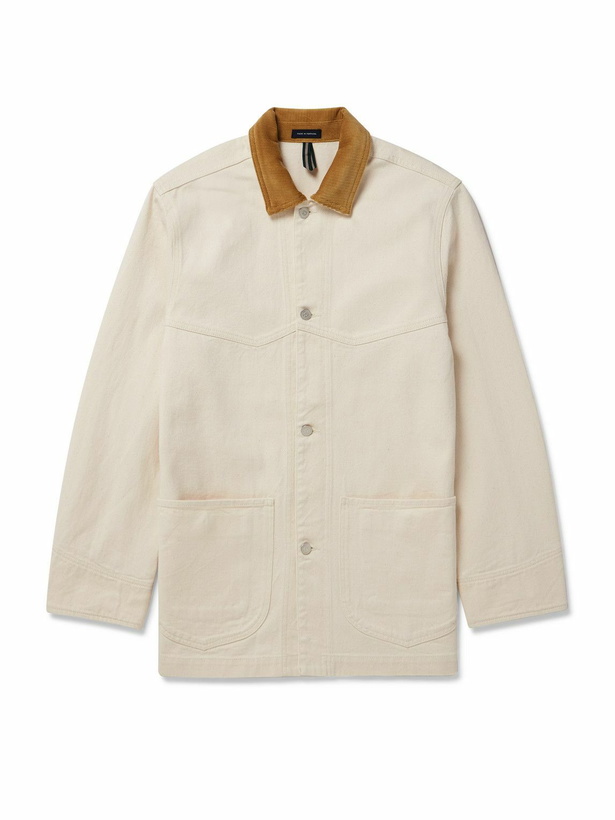 Photo: Drake's - Corduroy-Trimmed Cotton-Twill Chore Jacket - Gray