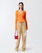 Pinko Slim Fit Ribbed Cardigan With Sunny Design Orange