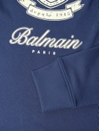 Balmain - Logo-Print Cotton-Jersey Sweatshirt - Blue