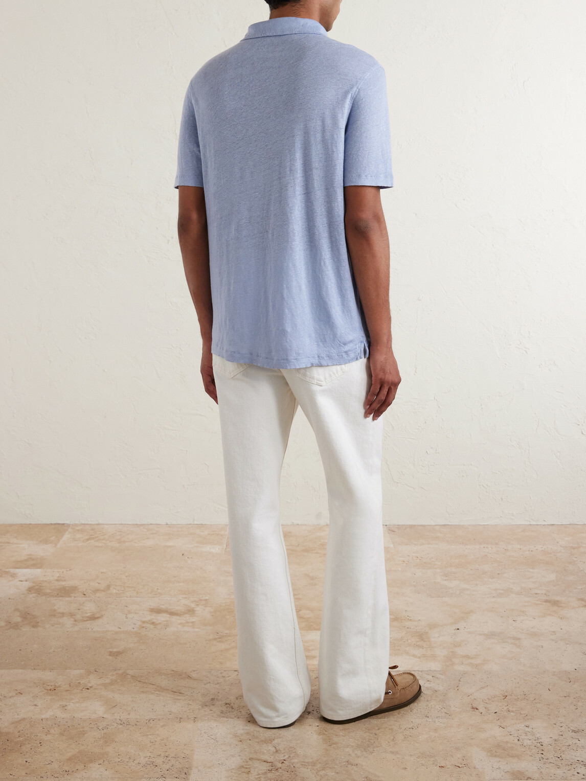 Hartford - Knitted Linen Polo Shirt - Blue