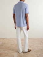 Hartford - Knitted Linen Polo Shirt - Blue