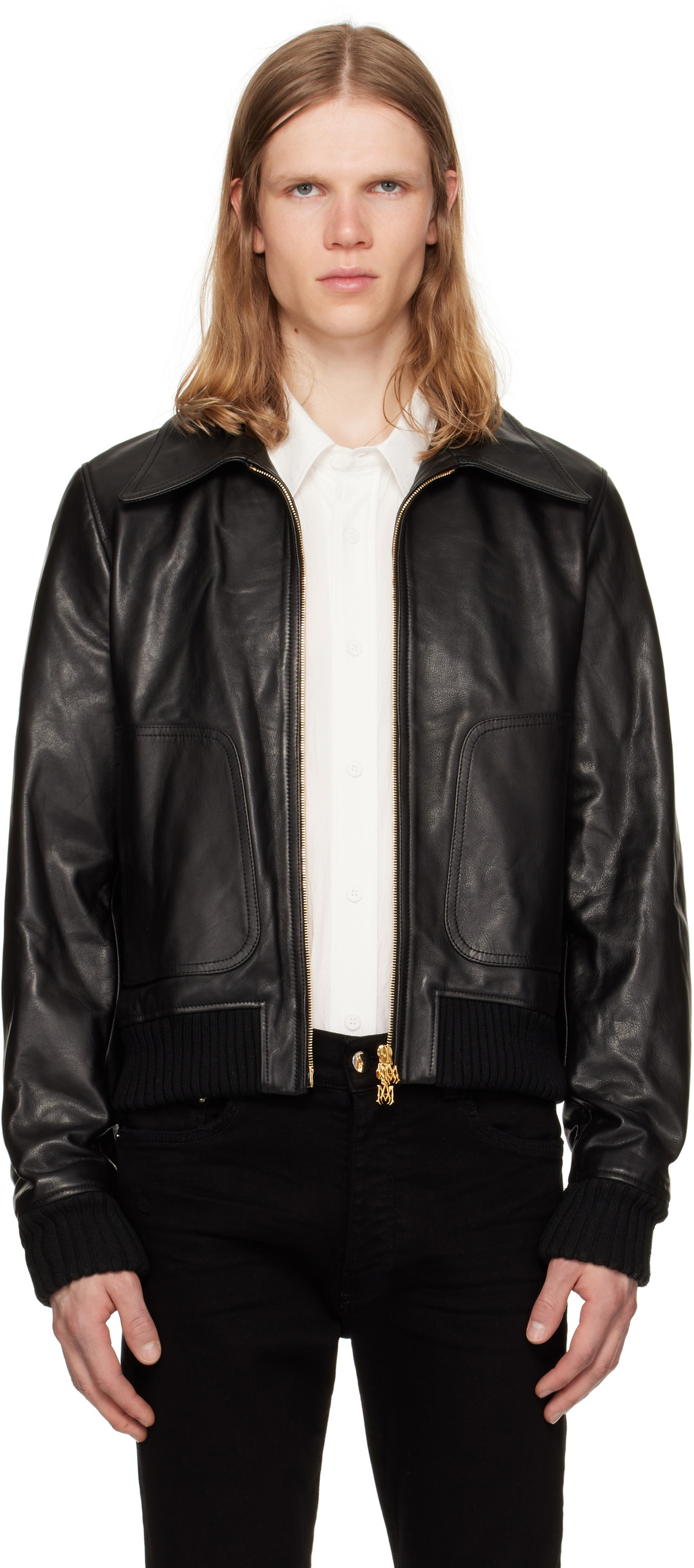 AMIRI Black Zip Leather Jacket
