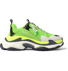 Balenciaga - Triple S Mesh, Nubuck And Leather Sneakers - Men - Green