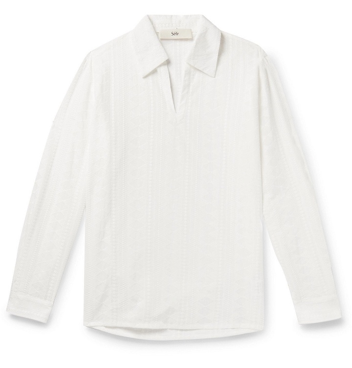 Photo: Séfr - Mate Embroidered Cotton-Voile Shirt - White