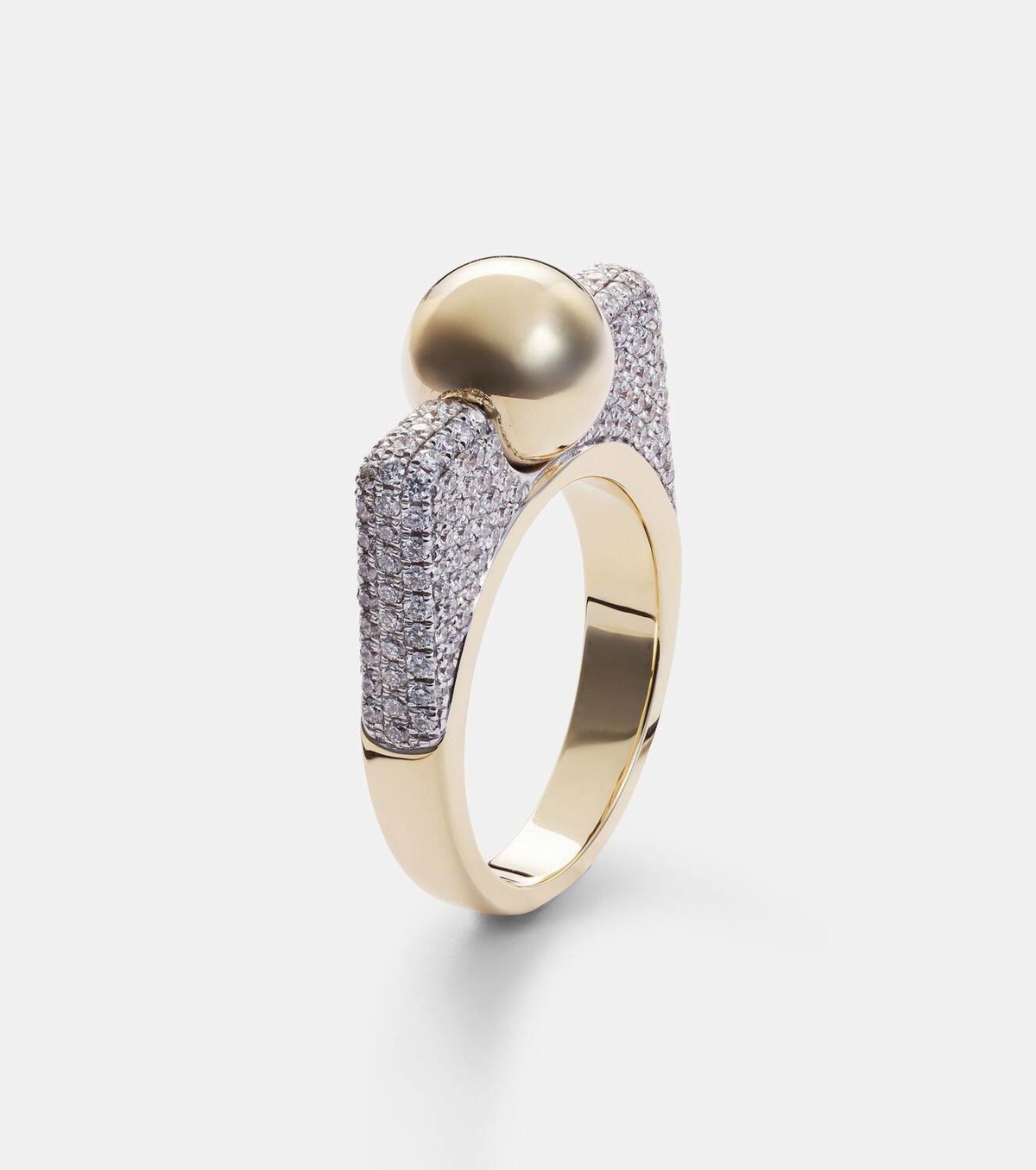 Rainbow K Ball 14kt gold ring with diamonds