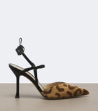 Fendi Colibrì leopard-print calf hair slingback pumps