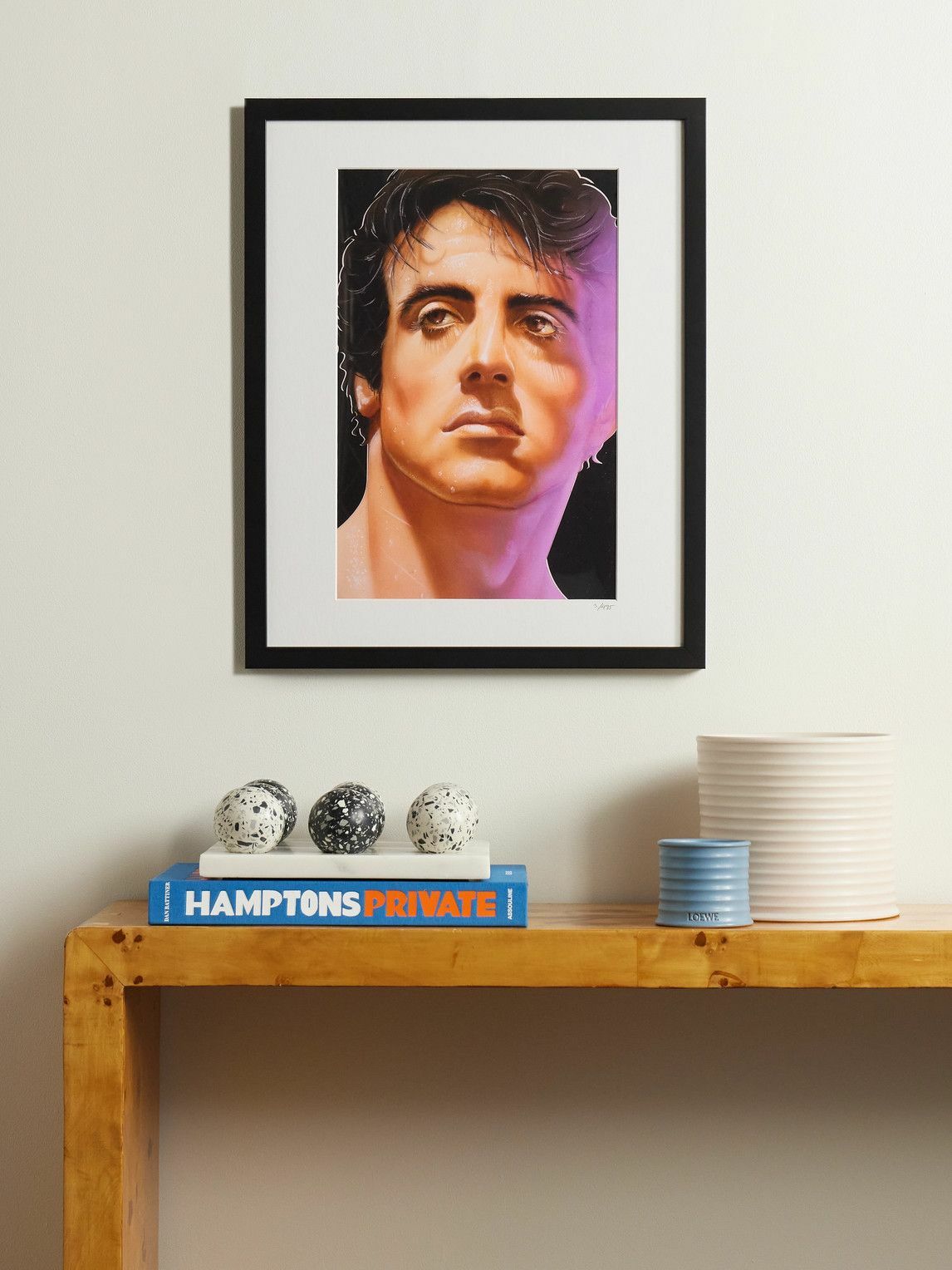 Sonic Editions - Framed 1985 Sylvester Stallone Print, 16" x 20"