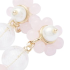 Shrimps Women's Flower Drop Hollow Glass Earrings in Gold/White/Pearl