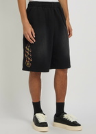 Kidwest Flame Logo-print Cotton Shorts Black
