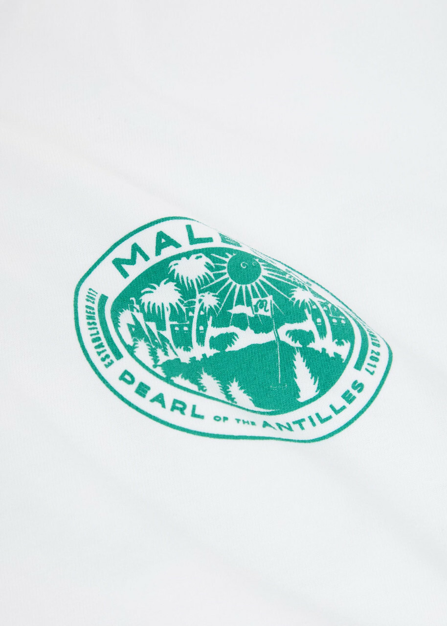 Malbon Horizon Printed Long-sleeve Cotton T-shirt White