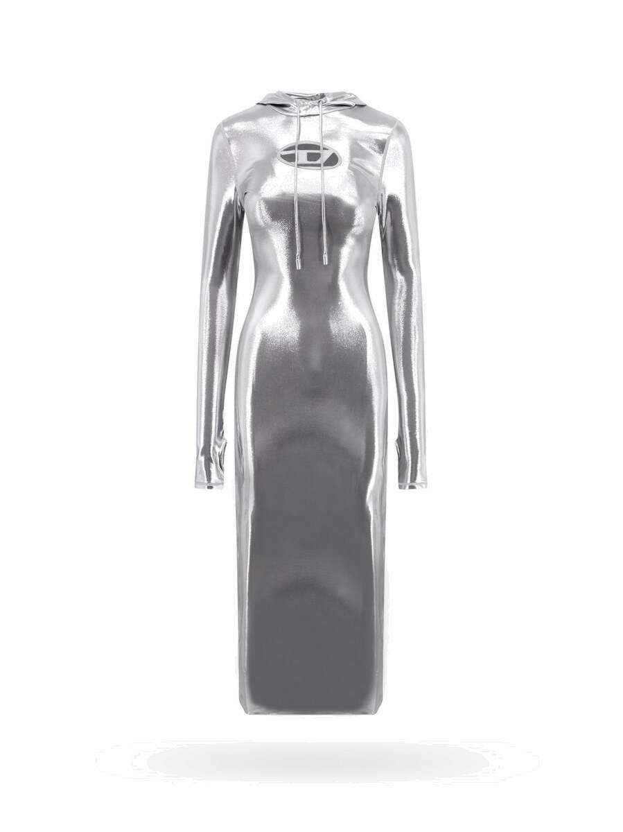 silver latex dress Becoming A Star Latex Midi Dress - Silver