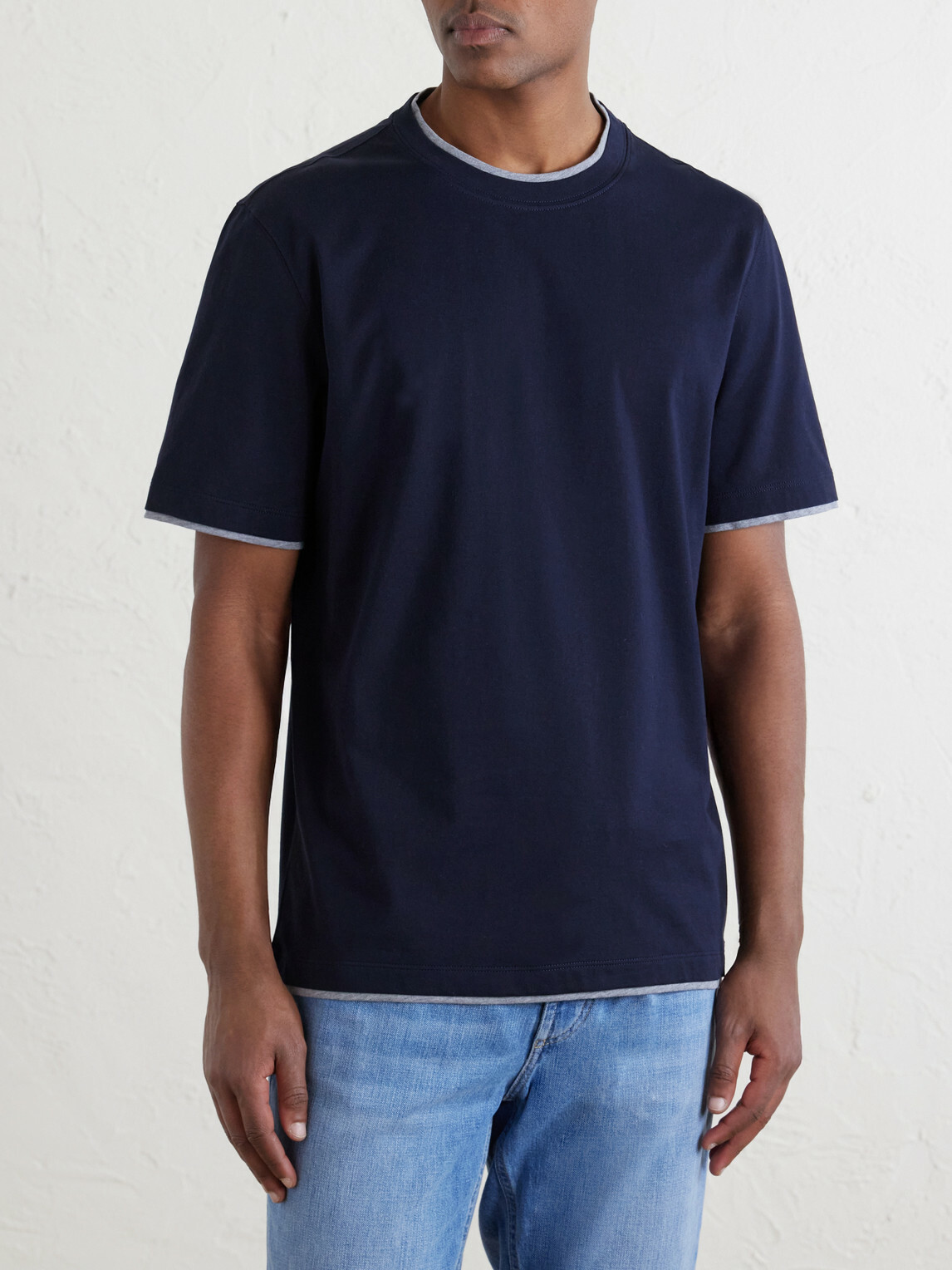 Brunello Cucinelli - Layered Cotton-Jersey T-Shirt - Blue