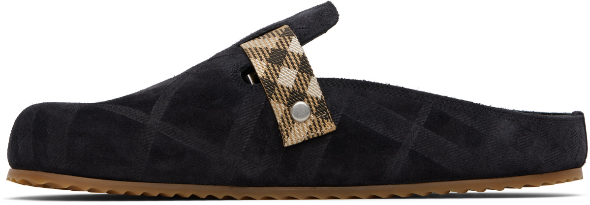 Burberry Black Check Suede Urchin Clogs
