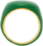 VEERT Green Enamel Round Signet Ring