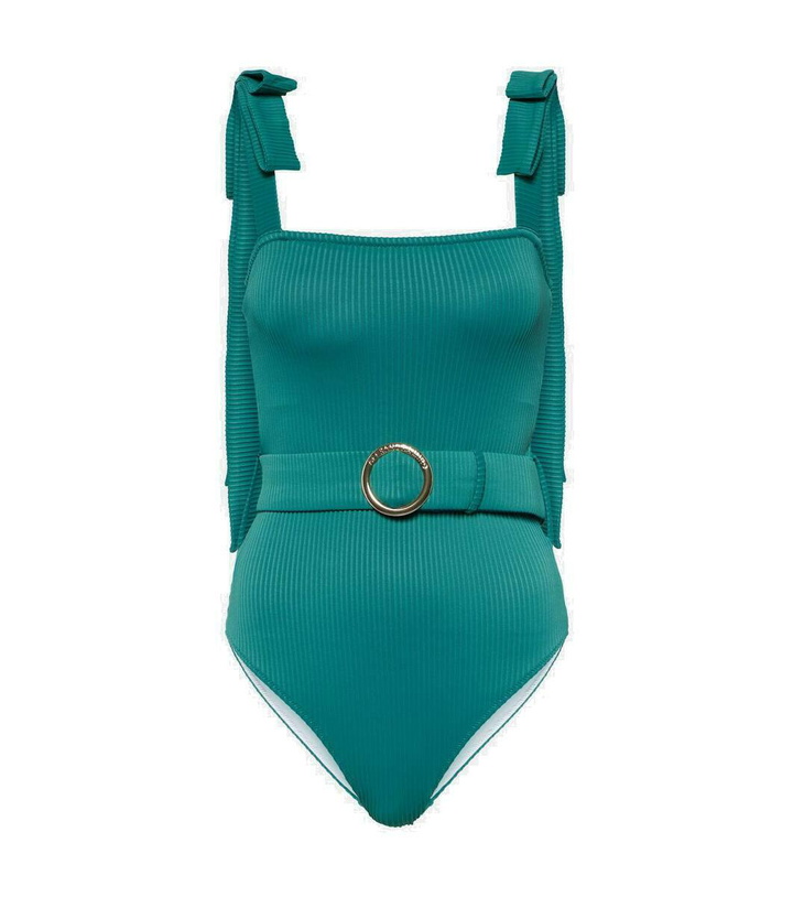 Photo: Alexandra Miro Audrey bow-detail belted swimsuit