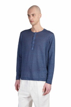 120% Lino T-shirt In Blue Linen