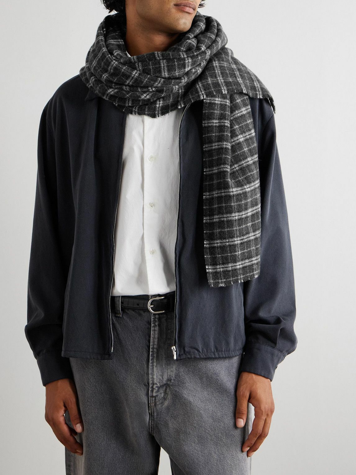 mfpen - Checked Brushed Wool Scarf