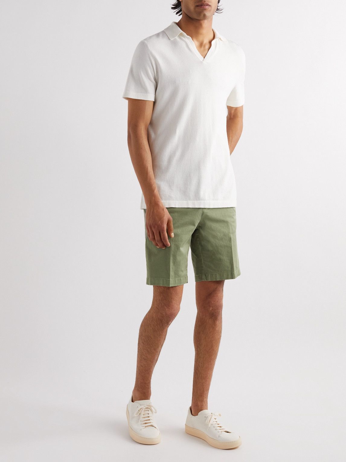MP Massimo Piombo - Straight-Leg Cotton-Blend Gabardine Bermuda Shorts - Green