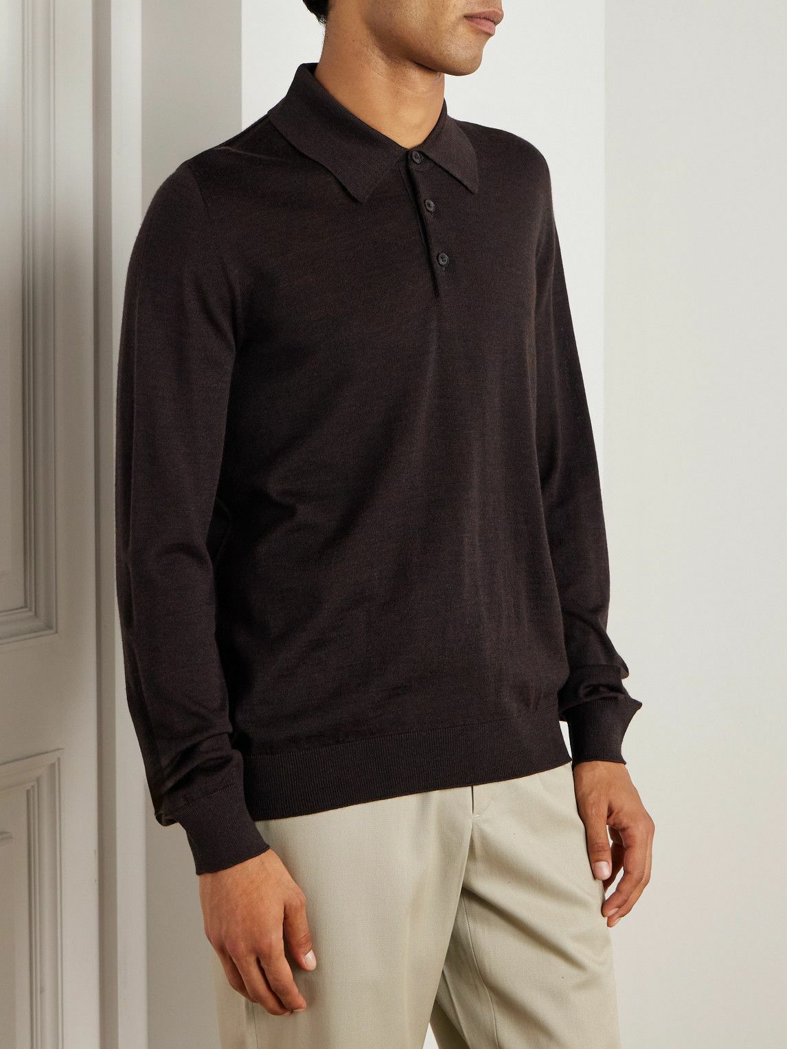 Purdey - Wool Polo Shirt - Brown
