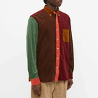 Beams Plus Men's Button Down Corduroy Panel Shirt in Golden Brown