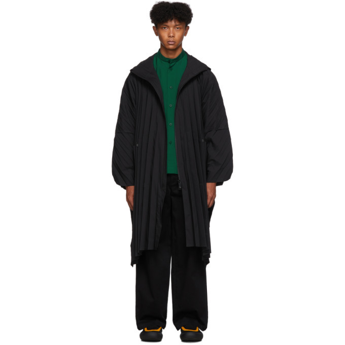 Homme Plisse Issey Miyake Black Pleated Zip-Up Coat Homme Plisse