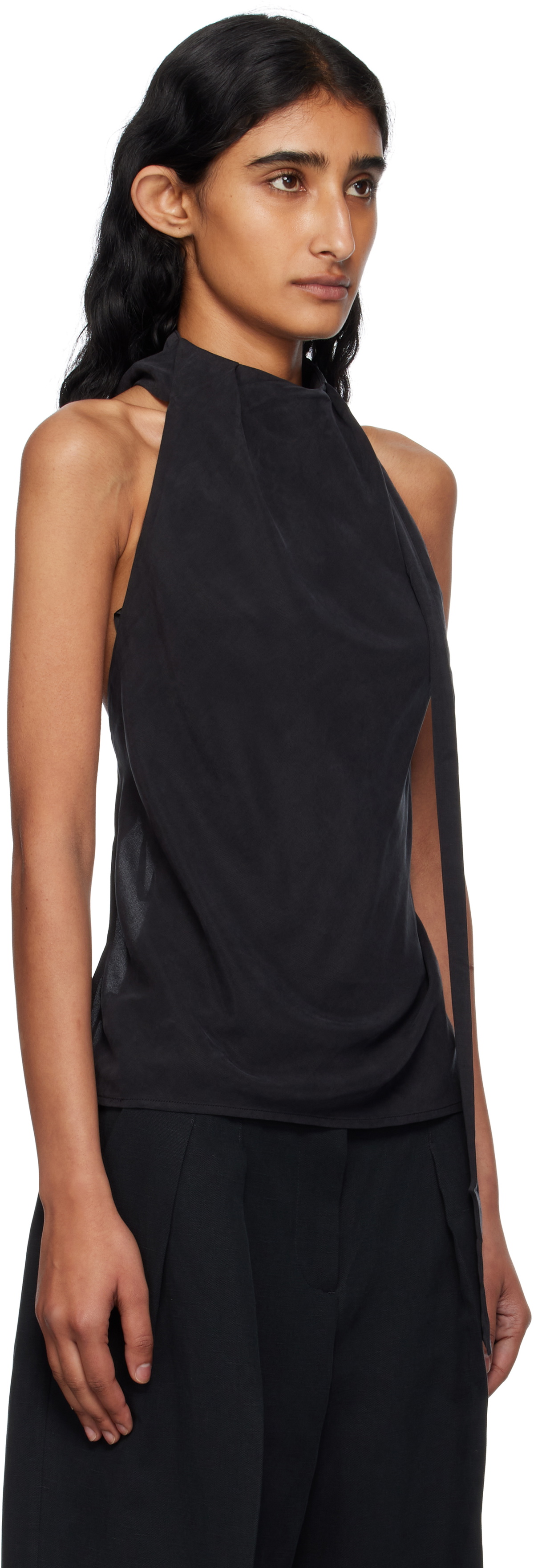 St. Agni Black Bias Scarf Top