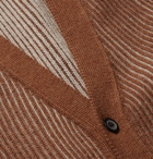 Lanvin - Ribbed Merino Wool and Alpaca-Blend Cardigan - Men - Camel