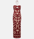 Cala de la Cruz Leda printed halterneck linen maxi dress