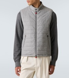 Kiton Suede-trimmed cashmere-blend vest