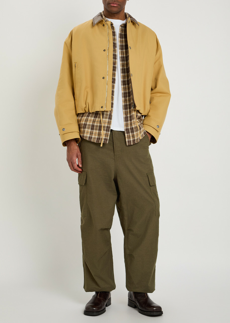 Rhude Parachute Linen-blend Cargo Trousers Olive