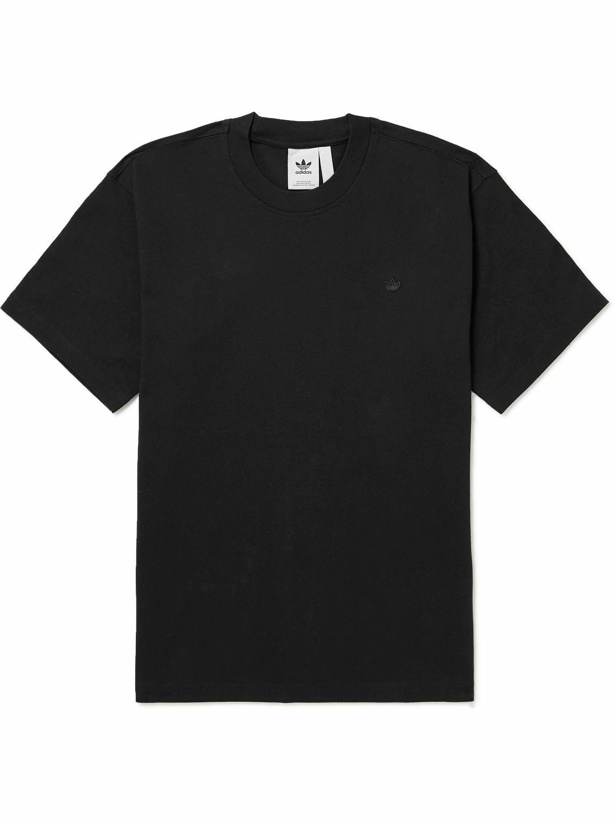Photo: adidas Originals - Logo-Embroidered Organic Cotton-Jersey T-Shirt - Black