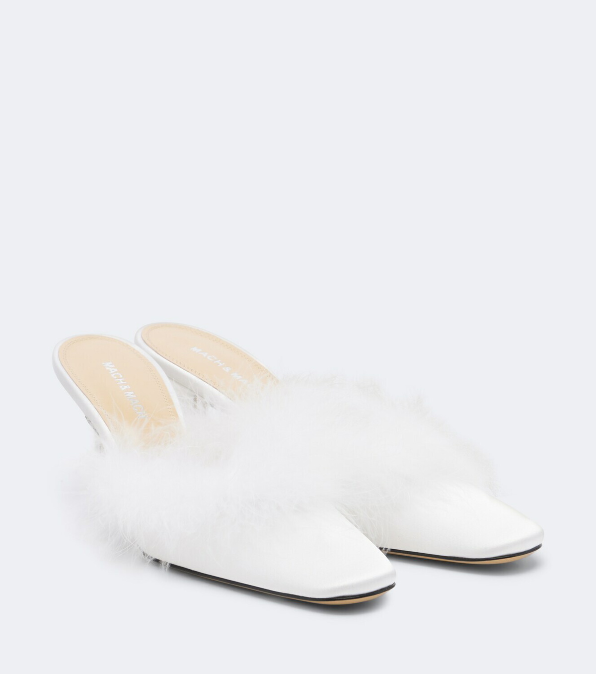 Mach & Mach Bridal feather-trimmed mules