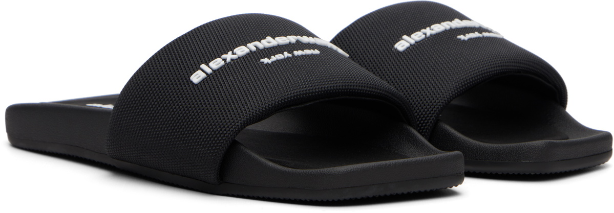 Alexander Wang Black 'AW' Pool Slides