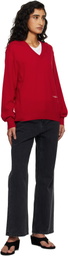 Dunst Red Soft V-Neck Sweater