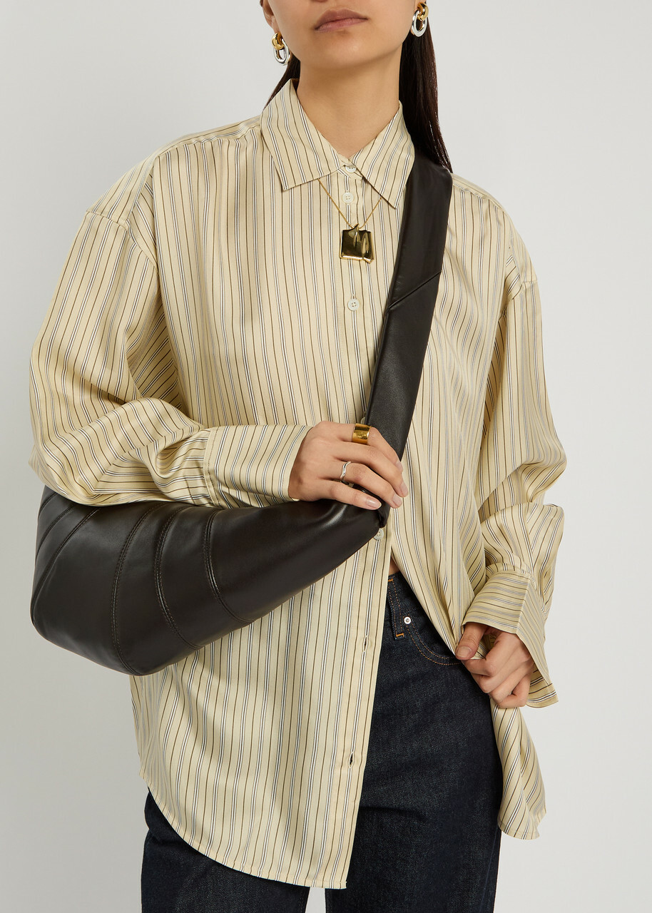 Lemaire Croissant Medium Grained Leather Shoulder bag - Chocolate - One Size
