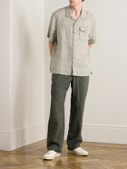 James Perse - Convertible-Collar Garment-Dyed Linen Shirt - Brown