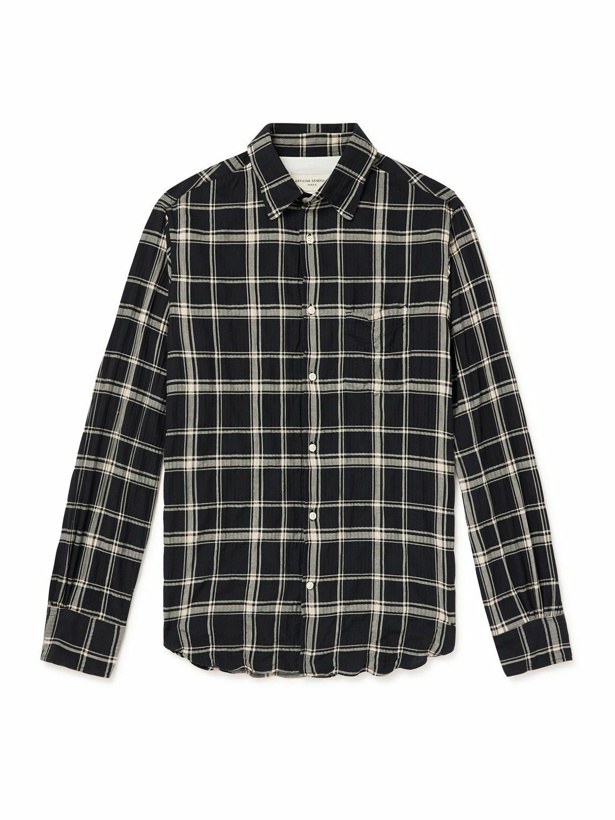 Photo: Officine Générale - Benoit Checked Cotton-Blend Seersucker Shirt - Black