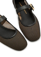 Stuart Weitzman Arabella Mesh Mary Jane Flats Black