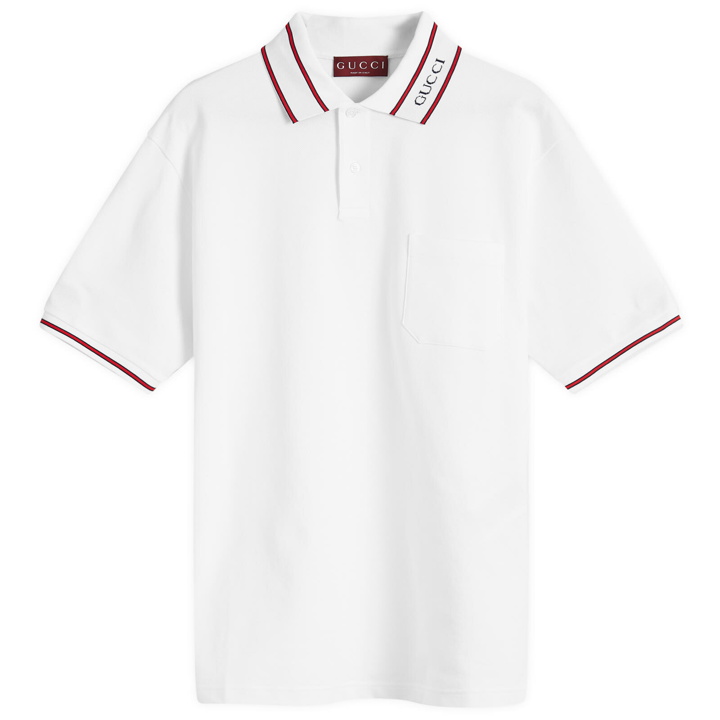 Photo: Gucci Men's Logo Collar Polo in White