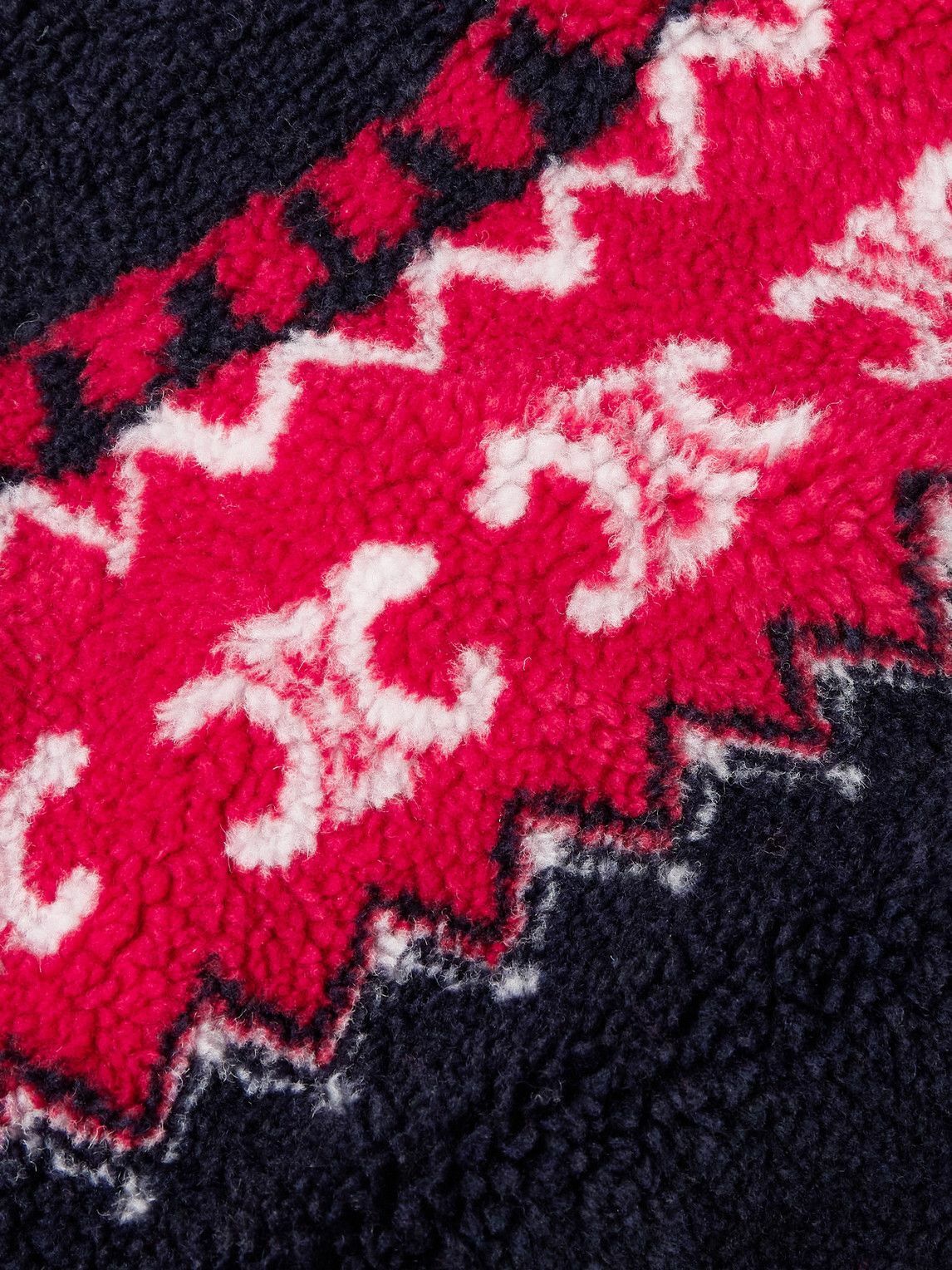 CELINE - Fair Isle Fleece Zip-Up Hoodie - Blue