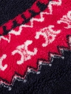 CELINE - Fair Isle Fleece Zip-Up Hoodie - Blue