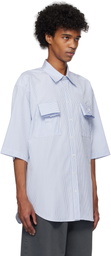 Moschino Blue Striped Cuff Details Shirt