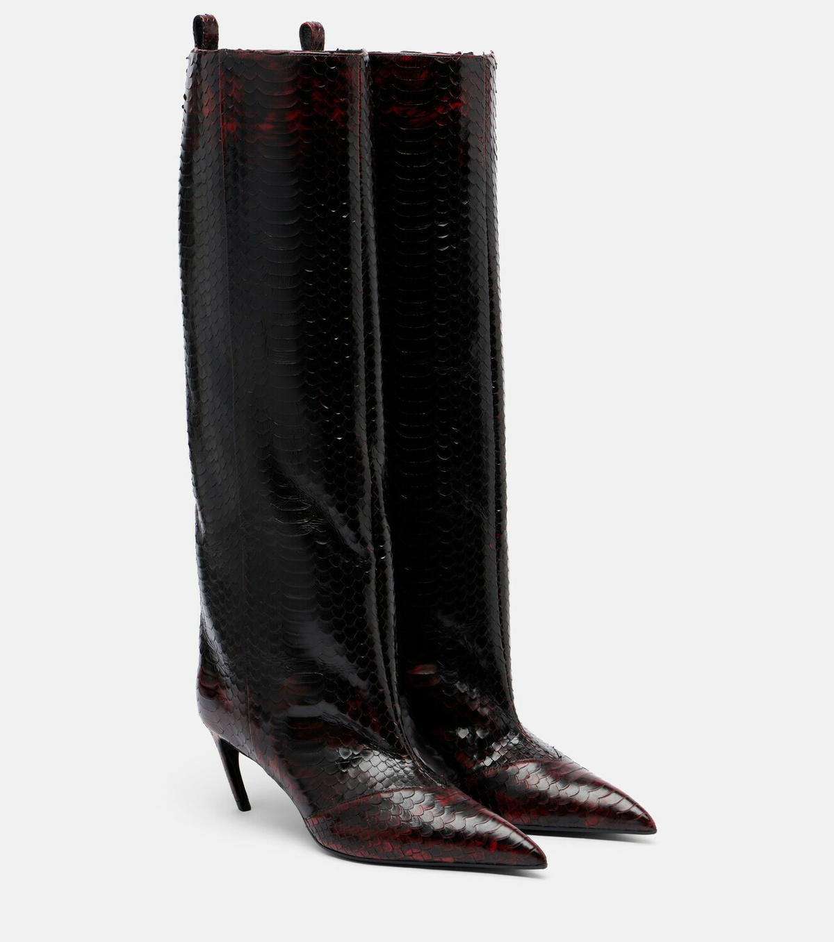 The Attico Lea snake-effect leather knee-high boots
