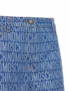 MOSCHINO Denim Jacquard Logo Mini Shorts