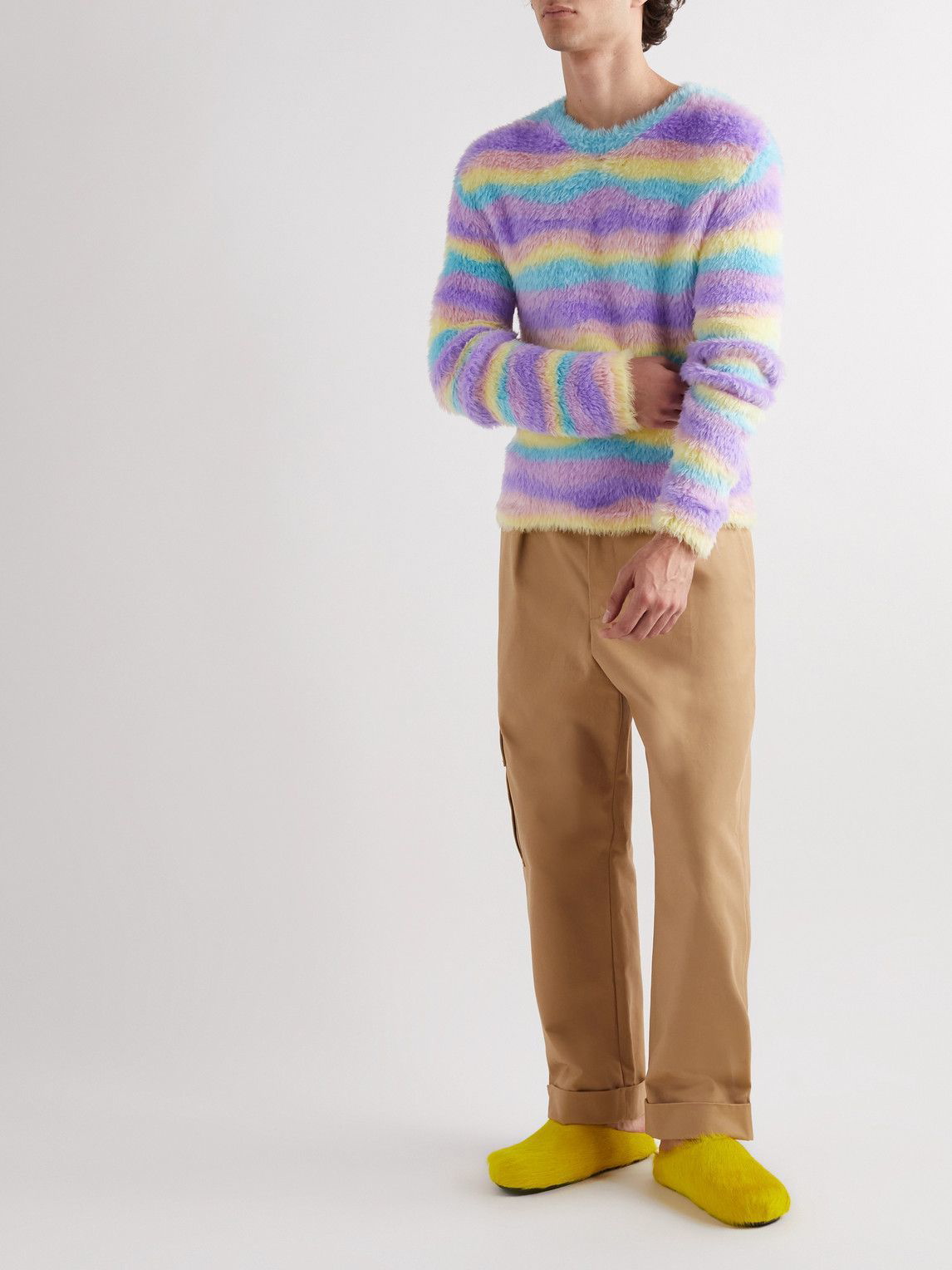 Loewe - Slim-Fit Striped Knitted Sweater - Purple Loewe