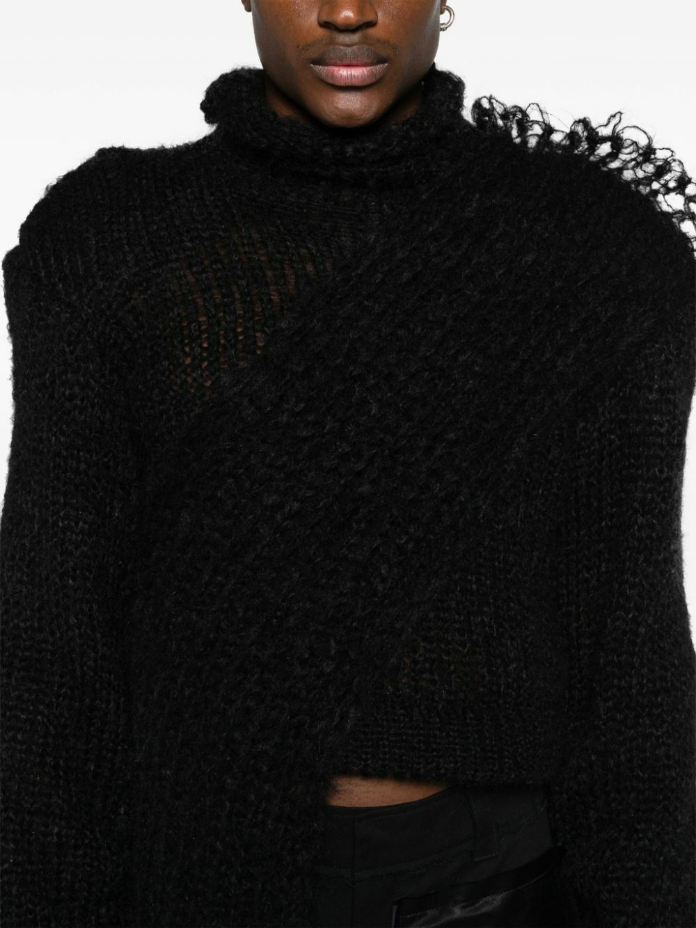 MLGA Black Chunky-Knit Asymmetric Sweater