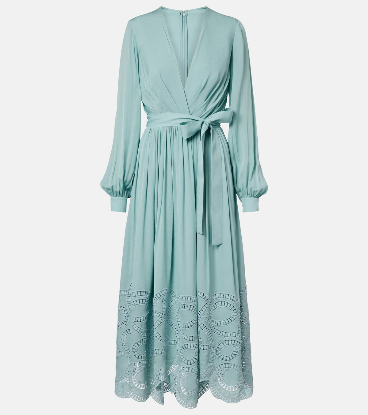 Elie Saab Lace-trimmed silk-blend midi dress