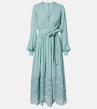Elie Saab Lace-trimmed silk-blend midi dress