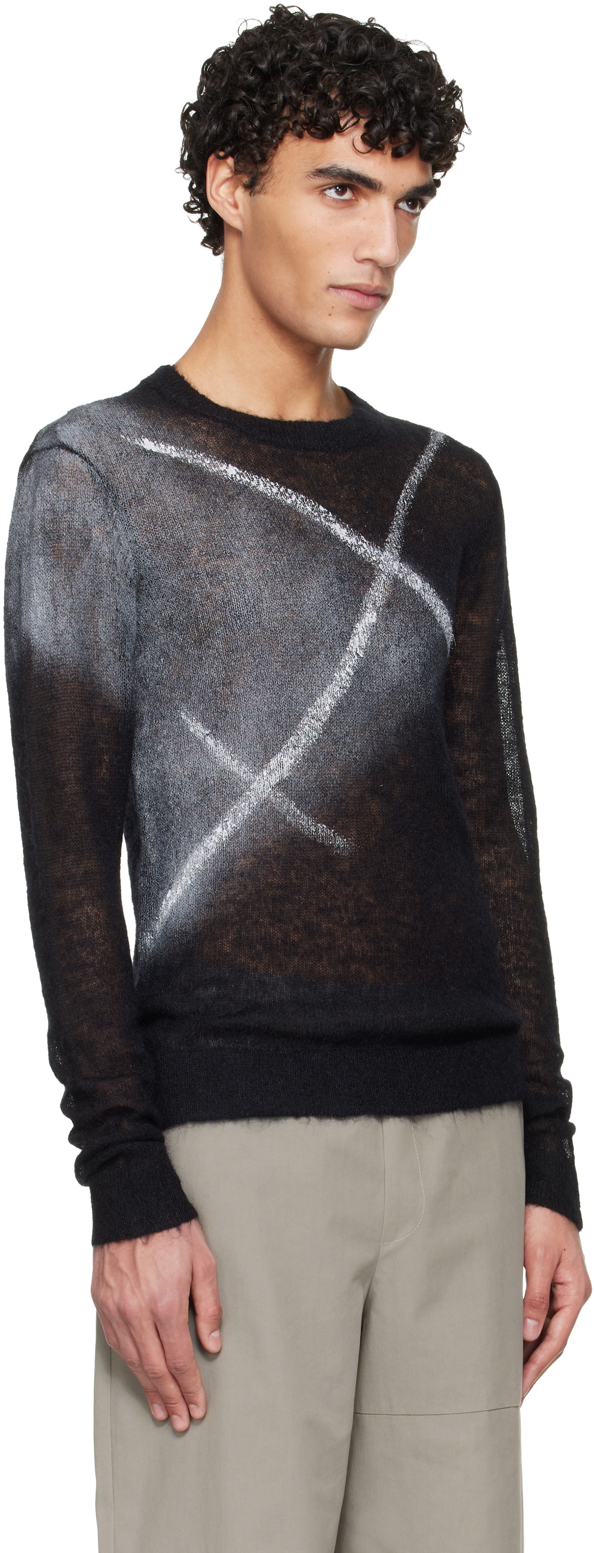 HELIOT EMIL Black Fluxus Crewneck Sweater